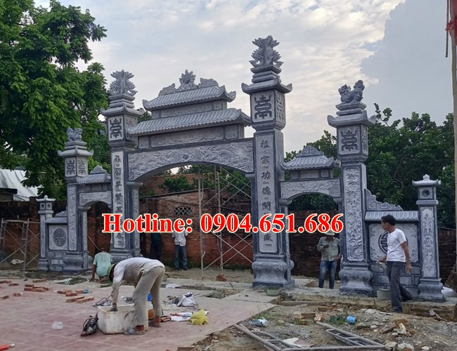 Mẫu cổng nhà thờ họ bằng đá tự nhiên đẹp bán tại Nam Định, Thái Bình